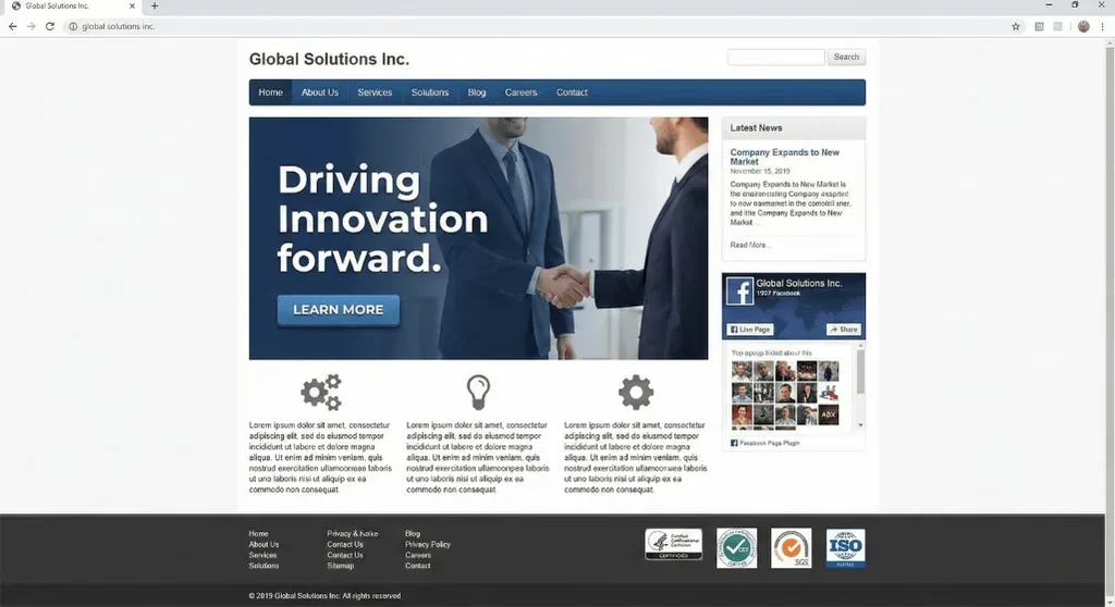 Strona internetowa przed przeprojektowaniem